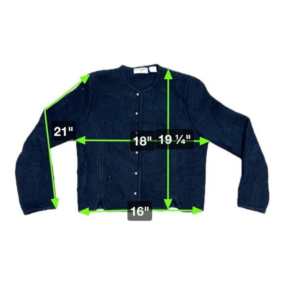 Carroll Reed Women's Black Wool Cardigan With Button Front Size 8 Medium Vintage - Picture 5 of 5